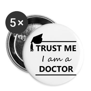 Doctor - Buttons groß 56 mm (5er Pack) - Weiß - Vorne