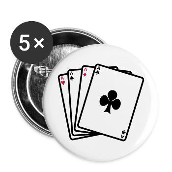 Poker - Karten - Buttons groß 56 mm (5er Pack) - Weiß - Vorne