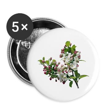 Frühling Apfelblüte - Buttons groß 56 mm (5er Pack) - Weiß - Vorne