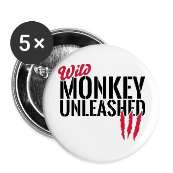 Singe sauvage déchaîné - Lot de 5 grands badges (56 mm) - blanc - Devant