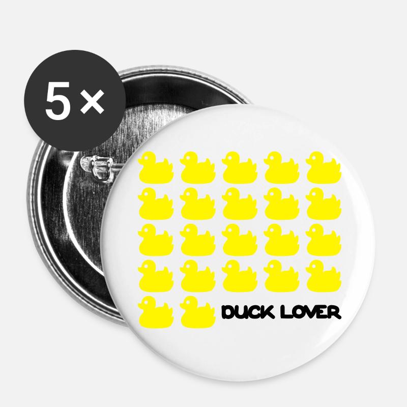 Duck Lover - Buttons large 2.2''/56 mm (5-pack) - white
