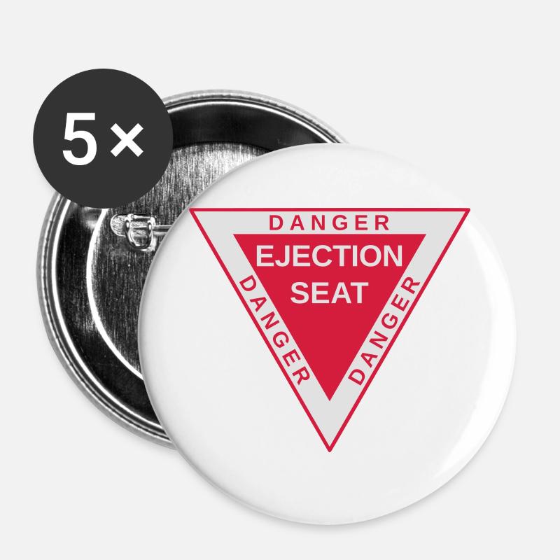 Danger ejection - Lot de 5 grands badges (56 mm) - blanc