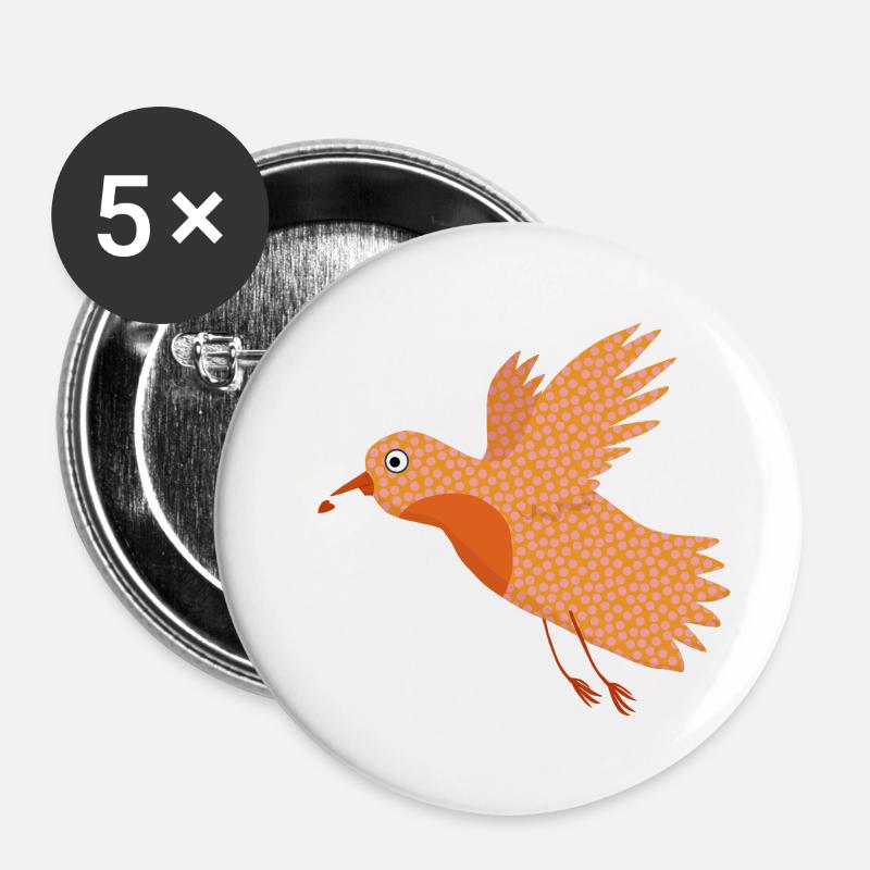 Bird with letter - Buttons large 2.2''/56 mm (5-pack) - white