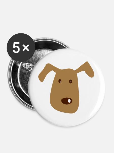 Hund - Buttons groß 56 mm (5er Pack) - Weiß