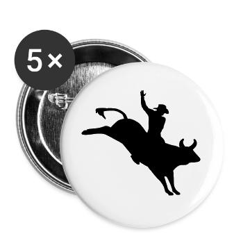 Rodeo Bull Rider - Buttons large 2.2''/56 mm (5-pack) - white - Front