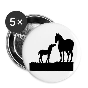 Pferd - Buttons groß 56 mm (5er Pack) - Weiß - Vorne