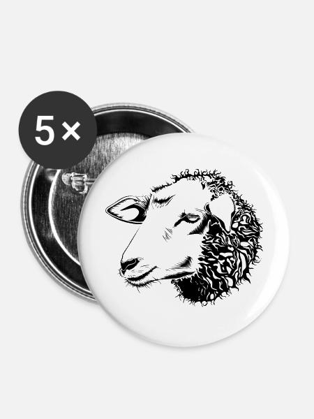 sheep37 - Buttons groß 56 mm (5er Pack) - Weiß