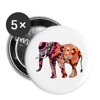 Oriental Elephant - Buttons groß 56 mm (5er Pack) - Weiß - Vorne