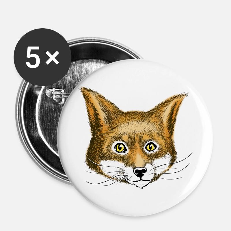Fox the fox - Buttons large 2.2''/56 mm (5-pack) - white