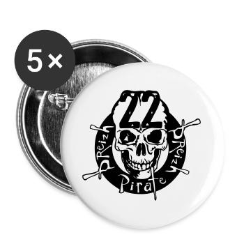 22 breizh pirate leader tete de mort crane - Lot de 5 grands badges (56 mm) - blanc - Devant