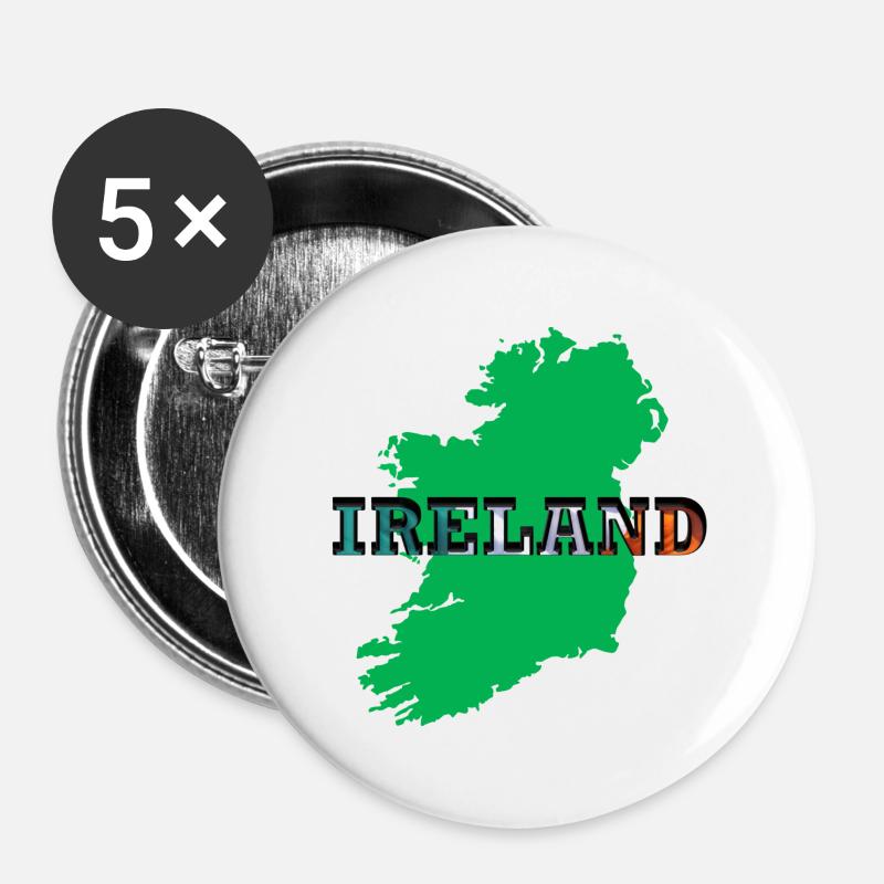 IRELAND ON MAP - Buttons large 2.2''/56 mm (5-pack) - white