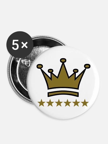 Krone - Buttons groß 56 mm (5er Pack) - Weiß