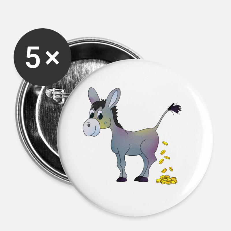 Goldesel - Buttons groß 56 mm (5er Pack) - Weiß