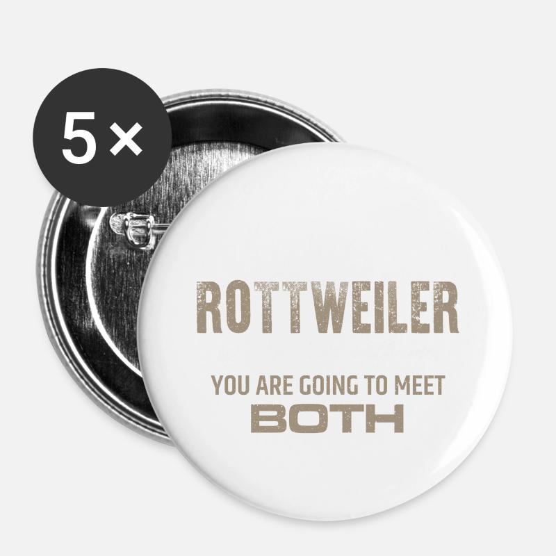 Protected by Rottweiler - Buttons large 2.2''/56 mm (5-pack) - white