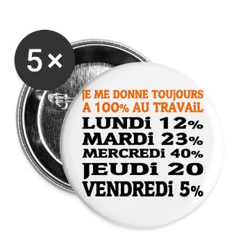 100% at work - Buttons large 2.2''/56 mm (5-pack) - white - Front