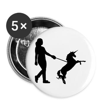 Promenade de la licorne - Licornes, Animal, Cadeau - Lot de 5 grands badges (56 mm) - blanc - Devant