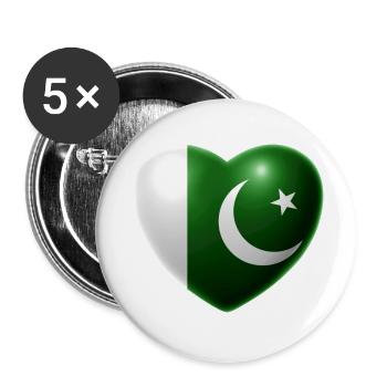 Heart (Pakistan) - Buttons large 2.2''/56 mm (5-pack) - white - Front
