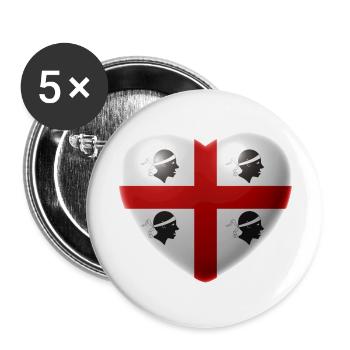 Heart (Sardinia / Sardegna) - Buttons large 2.2''/56 mm (5-pack) - white - Front