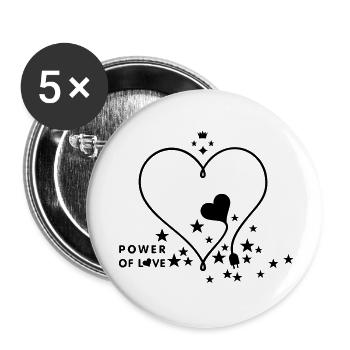 pouvoir de l'amour / power of love (1c) - Lot de 5 grands badges (56 mm) - blanc - Devant