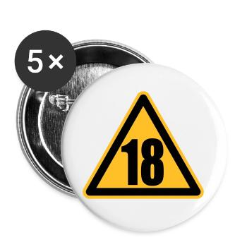 Achtung 18 - Buttons groß 56 mm (5er Pack) - Weiß - Vorne