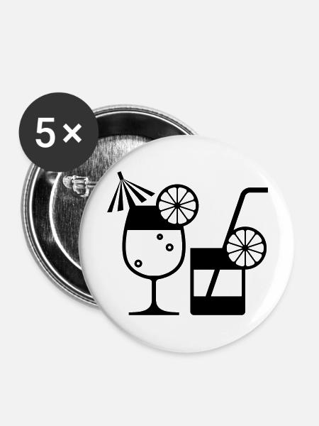 Cocktail - Buttons groß 56 mm (5er Pack) - Weiß