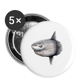 Arlequin - océan arlequin - Mola mola Poisson Lune - Lot de 5 grands badges (56 mm) - blanc - Devant