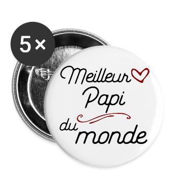 Meilleur papi t-shirt cadeau papy - Lot de 5 grands badges (56 mm) - blanc - Devant