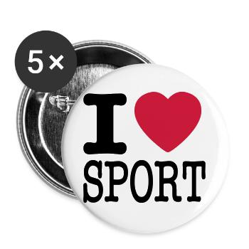 I love sports - Buttons large 2.2''/56 mm (5-pack) - white - Front
