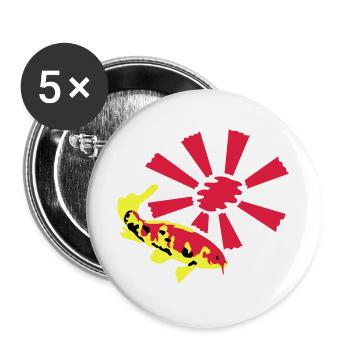 Carpe Koï sur fond éclatant - Lot de 5 grands badges (56 mm) - blanc - Devant
