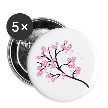 Cherry blossom branch - Buttons large 2.2''/56 mm (5-pack) - white - Front