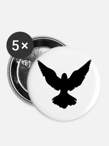 Taube - Buttons groß 56 mm (5er Pack) - Weiß