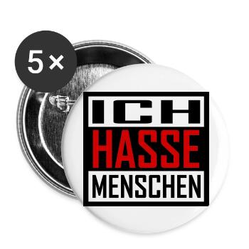 Ich hasse Menschen - 004B - Buttons groß 56 mm (5er Pack) - Weiß - Vorne