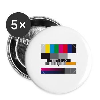 Image de test Télévision Écran Fermoir d’émission - Lot de 5 grands badges (56 mm) - blanc - Devant