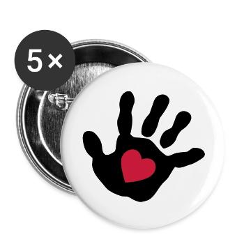 Bébé main - cœur - Lot de 5 grands badges (56 mm) - blanc - Devant