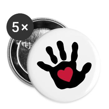 Bébé main - cœur - Lot de 5 grands badges (56 mm) - blanc - Devant