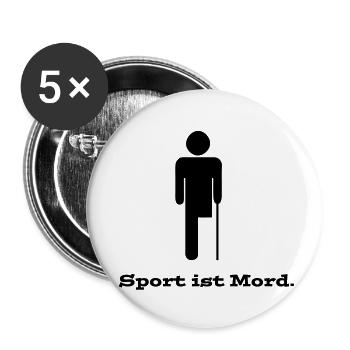 SPORTistMORD - Buttons groß 56 mm (5er Pack) - Weiß - Vorne