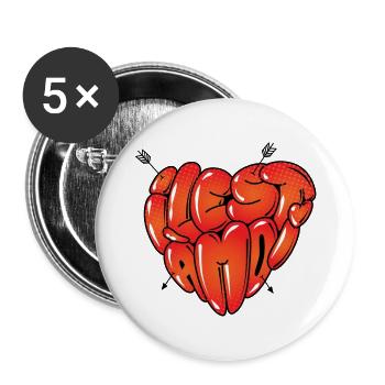 Coeur à moi - Lot de 5 grands badges (56 mm) - blanc - Devant