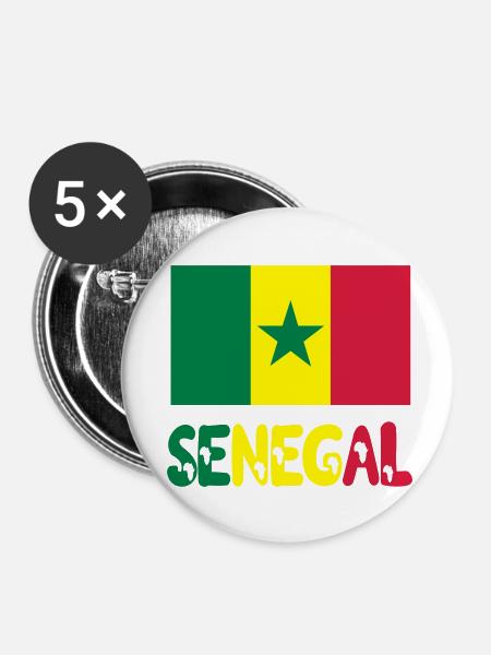 Sénégal - Buttons groß 56 mm (5er Pack) - Weiß