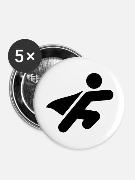 Superhero Symbol - Buttons groß 56 mm (5er Pack) - Weiß
