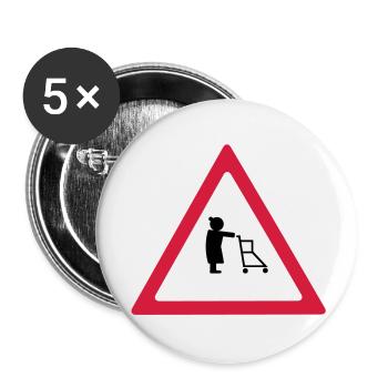 attention pensioners - Buttons large 2.2''/56 mm (5-pack) - white - Front