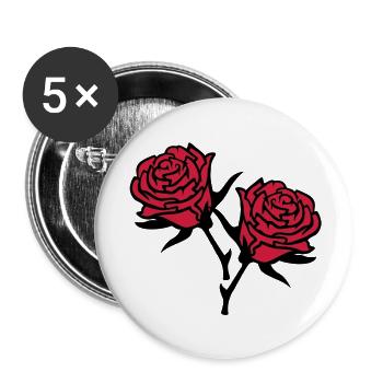 roses4 - Buttons groß 56 mm (5er Pack) - Weiß - Vorne