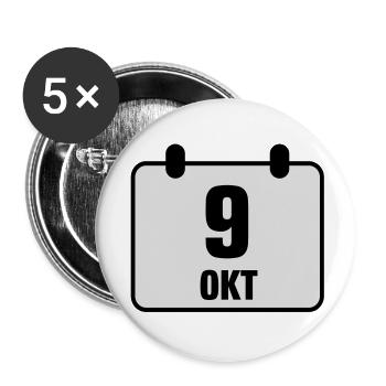 9 oktober jahrestag geburtstag 2c - Buttons groß 56 mm (5er Pack) - Weiß - Vorne