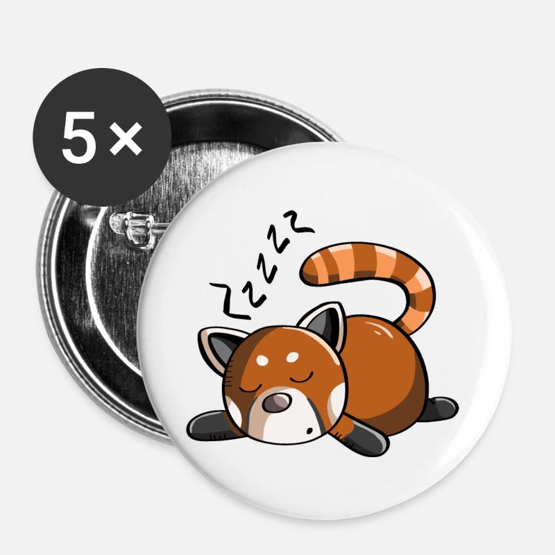 Snoring red panda panda bear is sleeping - Buttons large 2.2''/56 mm (5-pack) - white
