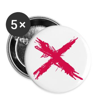 Splash Cross rot - Buttons groß 56 mm (5er Pack) - Weiß - Vorne