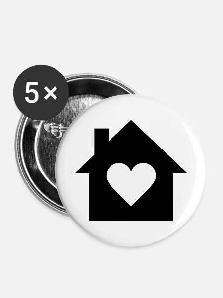 Zuhause - Buttons groß 56 mm (5er Pack) - Weiß
