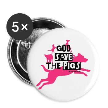 God save the pigs Color - Buttons groß 56 mm (5er Pack) - Weiß - Vorne