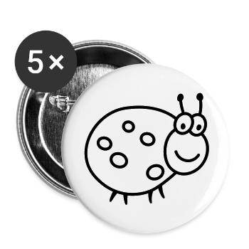 Käfer - Glückskäfer - Buttons groß 56 mm (5er Pack) - Weiß - Vorne