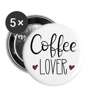 Kaffee Koffein Cappuchino Liebe Geschenk - Buttons groß 56 mm (5er Pack) - Weiß - Vorne