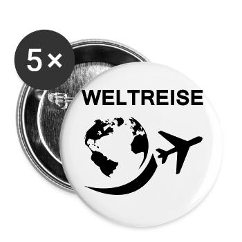 World travel - Buttons large 2.2''/56 mm (5-pack) - white - Front