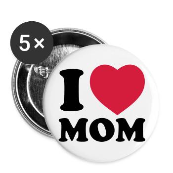i_love_mom - Lot de 5 grands badges (56 mm) - blanc - Devant